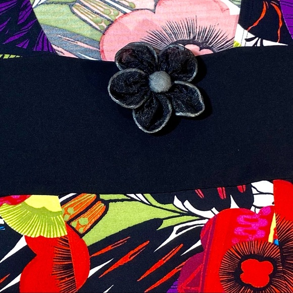 BLUE D’AZUR France top blouse black red stretchy - Picture 6 of 15